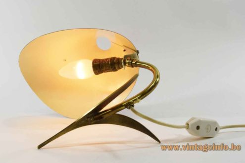 1950s Brass Crow Foot Desk Lamp 7