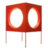 BAG Turgi cube floor lamp red metal lampshade 5 round white opal diffusers 1960s 1970s Switzerland