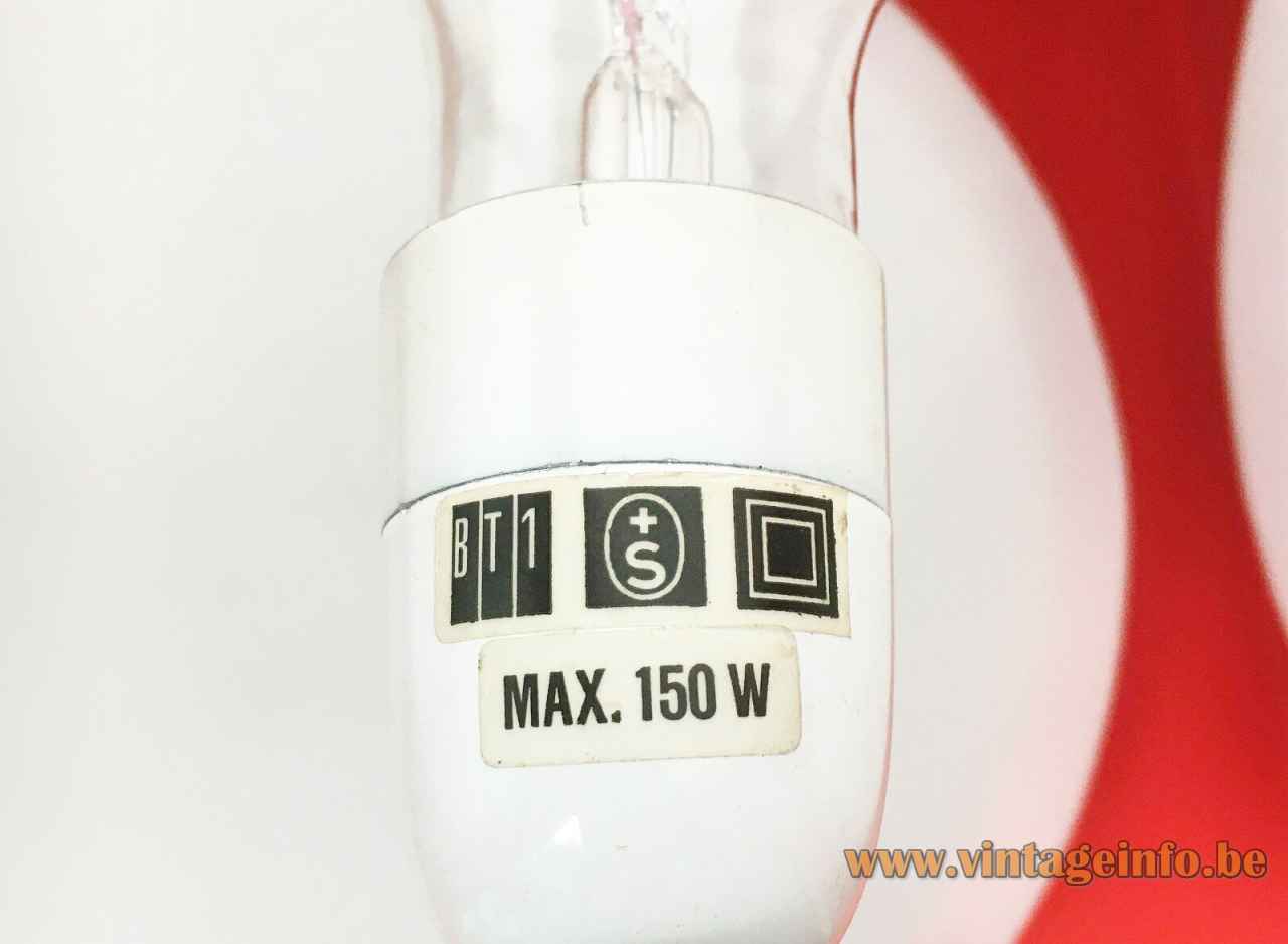 BAG Turgi cube floor lamp BT1 label logo maximum 150 watt Bakelite E27 socket 1960s 1970s Switzerland