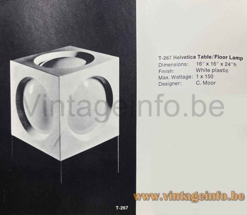 BAG Turgi Cube Floor Lamp Helvetica - 1972 Koch + Lowy Catalogue Picture