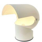 Gae Aulenti Artemide Mezzopileo table lamp round black bottom & white base adjustable helmet lampshade 1970s Italy