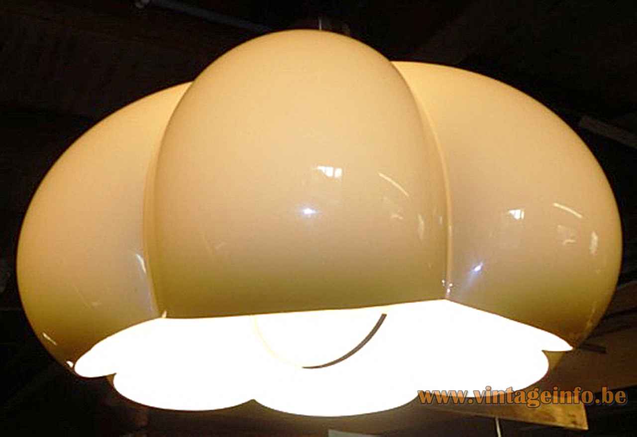 Herda acrylic bubble pendant lamp brown plastic pumpkin lampshade Rolly rise & fall mechanism 1970s Netherlands 