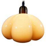 Herda acrylic bubble pendant lamp brown plastic pumpkin lampshade Rolly rise & fall mechanism 1970s Netherlands