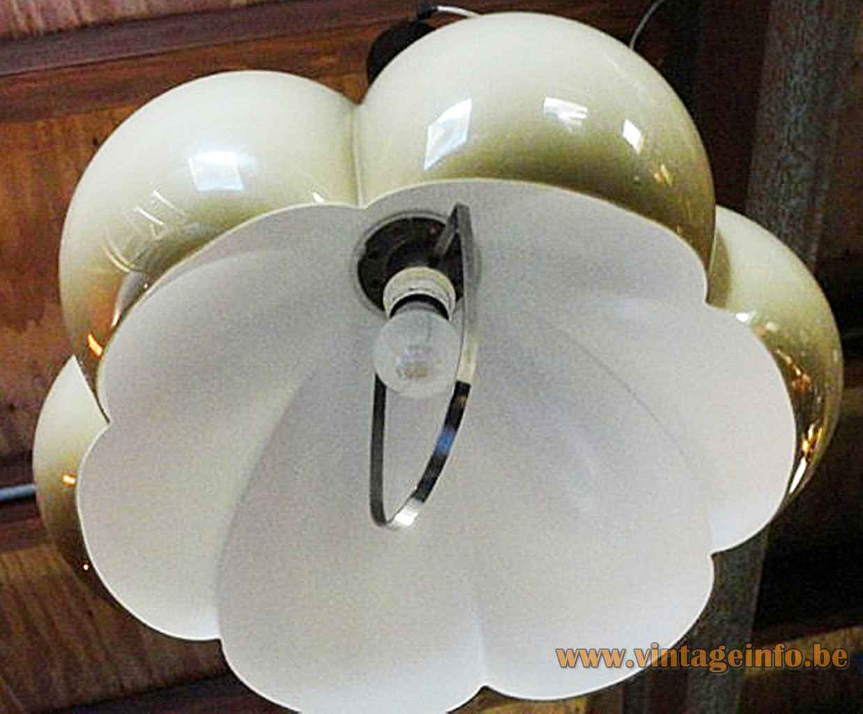 Herda acrylic bubble pendant lamp brown plastic pumpkin lampshade chrome handle E27 socket 1970s Netherlands 