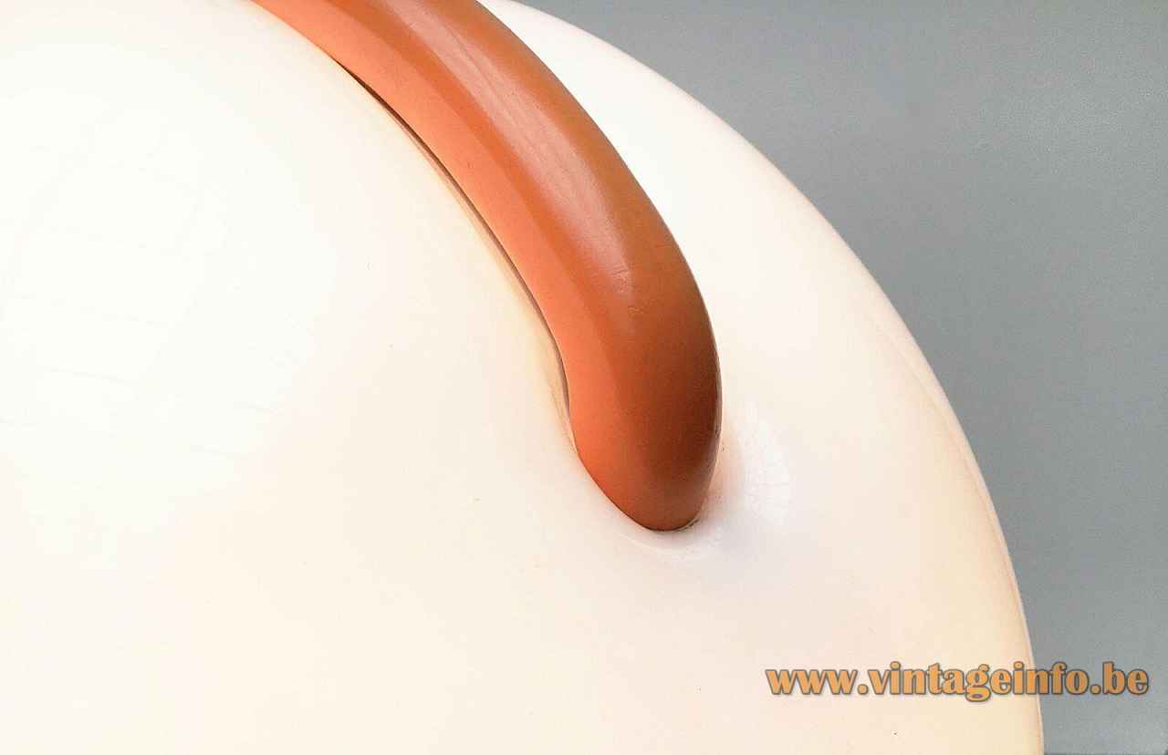 Martinelli Luce Serpente floor lamp orange curved rod white acrylic lampshade 1965 design: Elio Martinelli 1960s