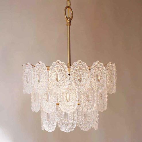 Massive Rosette Crystal Glass Chandelier 1