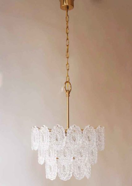Massive Rosette Crystal Glass Chandelier 3