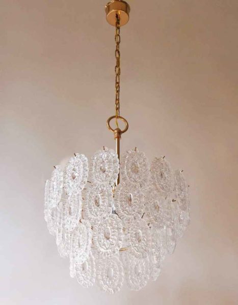 Massive Rosette Crystal Glass Chandelier 6