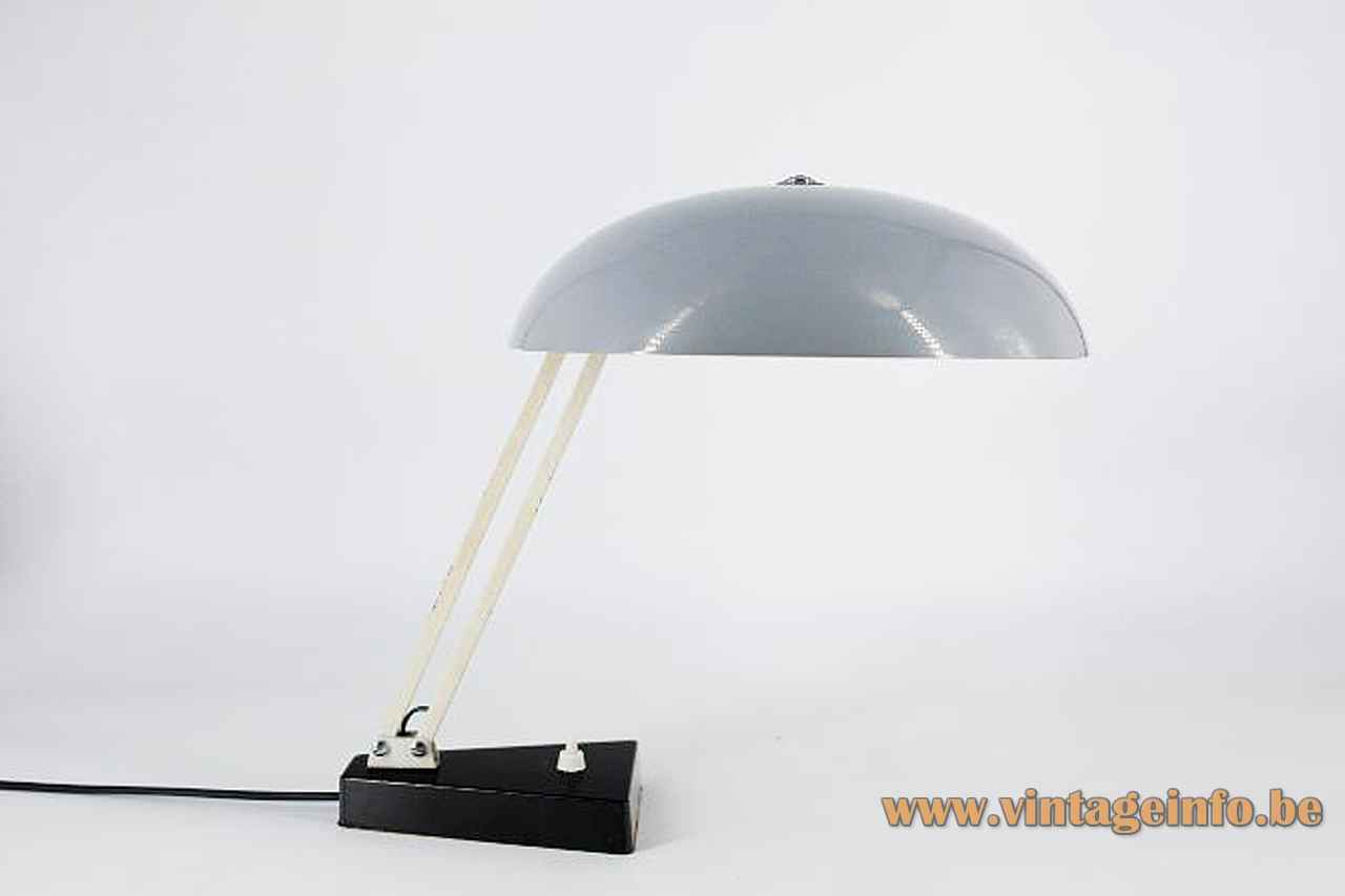 Metalarte Hala 145 desk lamp triangular base mushroom lampshade 1950s design: Herman Busquet Netherlands Spain 1960s