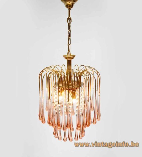 Pink Glass Teardrops Chandelier 1