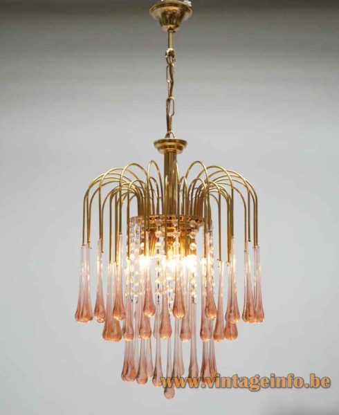 Pink Glass Teardrops Chandelier 2