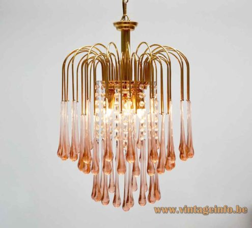 Pink Glass Teardrops Chandelier 3