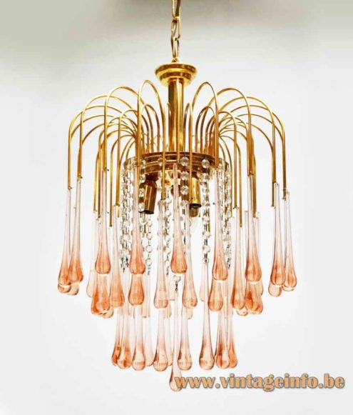 Pink Glass Teardrops Chandelier 5