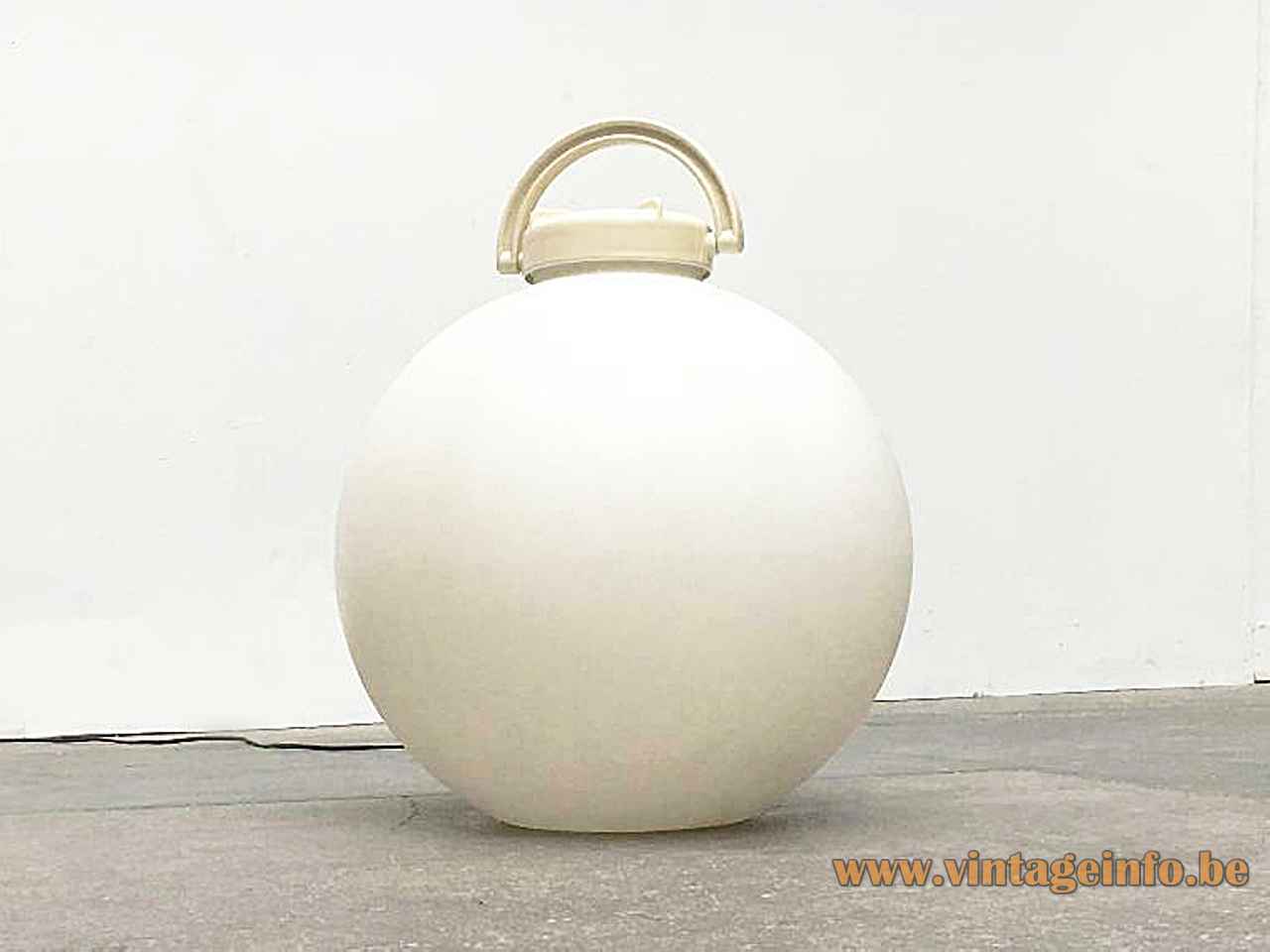 Valenti Tama floor lamp white plastic globe lampshade & handle design: Isao Hosoe 1970s 1980s Italy
