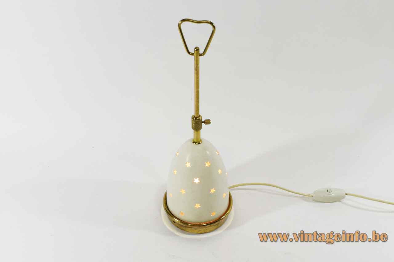 Arredoluce Stellina table lamp round brass base adjustable conical stars lampshade 1950s design: Angelo Lelii Italy