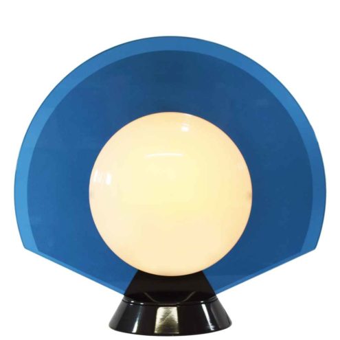 Arteluce Tikal table lamp round conical base glass disc lampshade acrylic diffuser design: Ramella 1980s Italy