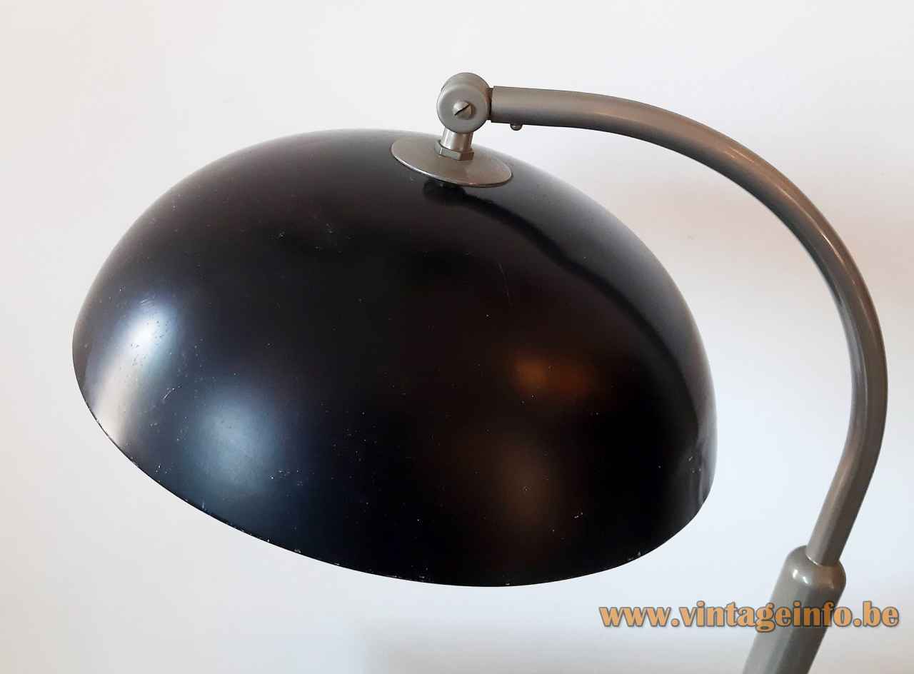 Hala TL 144 desk lamp round black mushroom lampshade 1950s 1960s design: Herman Busquet