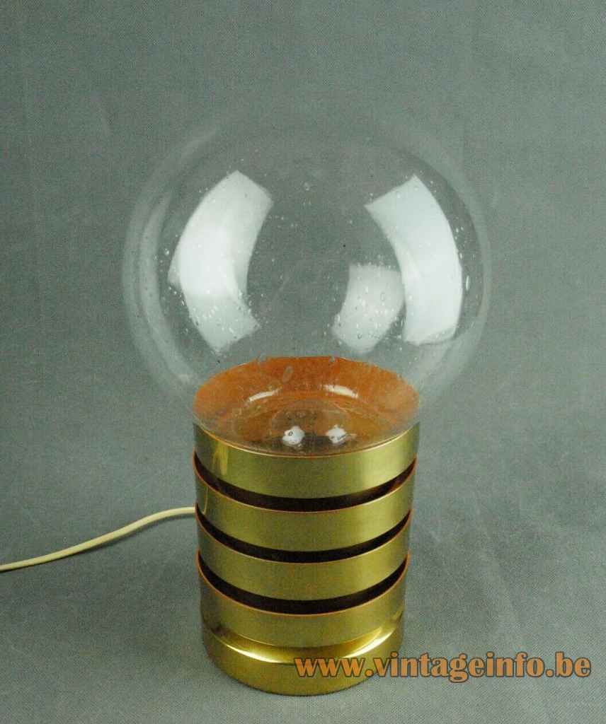 Fåglavik globe table lamp brass rings base clear glass sphere lampshade 1960s 1970s Sweden E27 socket