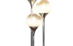 OMA globes floor lamp white base 3 chrome rods opal & clear glass lampshades 1960s 1970s Targetti