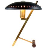 Philips Decora desk lamp Z design: Louis Kalff brass slats rods UFO mushroom lampshade 1950s 1960s