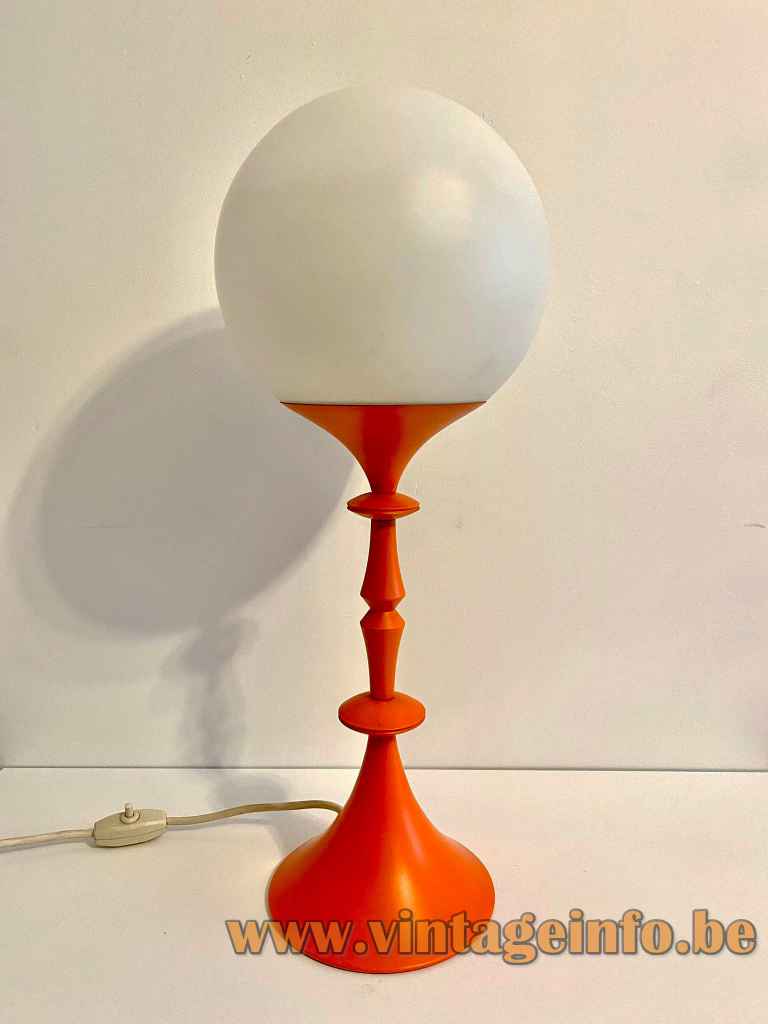 1960s indigo globe table lamp red version Leclaire & Schäfer Germany E27 socket