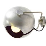 Split globe floor lamp round aluminium base cast iron counterweight 2 chrome rods 1960s Kontakt-Werkstätten Germany