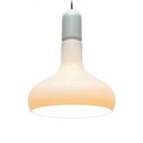 Staff pendant lamp 5485 round white acrylic lampshade aluminium tube lid 1970s Germany E27 socket