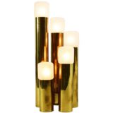 Boulanger brass tubes table lamp metal base 5 Neolamp bulbs design: Gaetano Sciolari 1960s 1970s Belgium