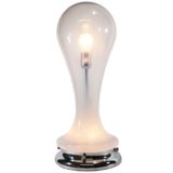 Glass drop table lamp misty white & clear Murano glass cone pin lampshade design: Carlo Nason Mazzega