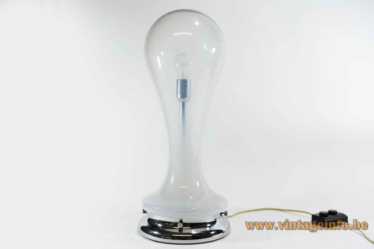Glass drop table lamp misty white & clear Murano glass cone pin lampshade design: Carlo Nason Mazzega