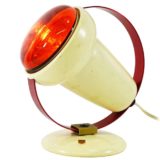 Philips Infraphil 7529 lamp round white plastic base red aluminium ring conical lampshade 1960s Charlotte Perriand