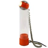 Staff table lamp 1214 round orange metal base glass tube eyeball chrome globe lampshade Germany 1970s