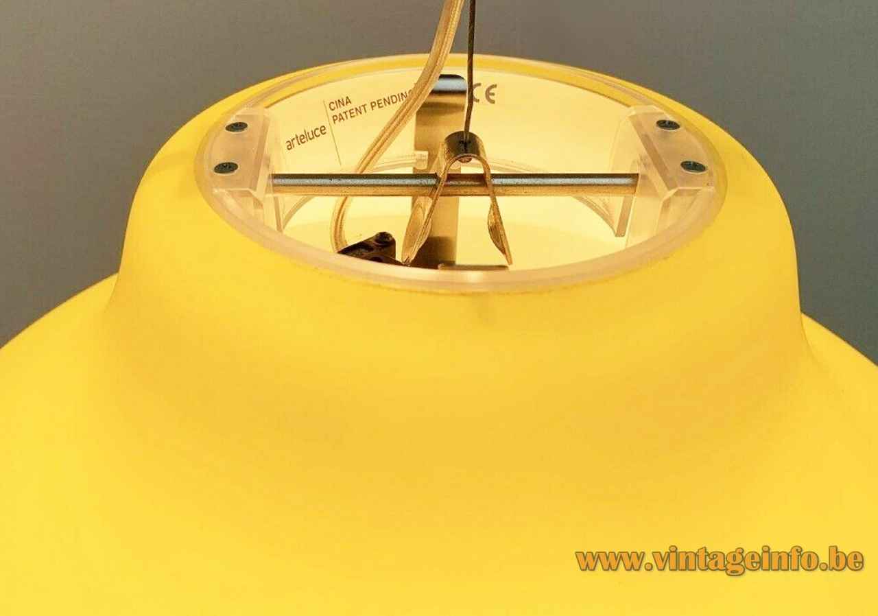 Arteluce Cina pendant lamp yellow glass onion lampshade 1994 design: Rodolfo Dordoni Italy top view