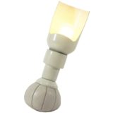 Arteluce table lamp 600 leatherette sack base white tubular lampshade design: Gino Sarfatti Italy 1960s 1970s