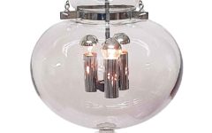 Glashütte Limburg droplet chandelier smoked glass lampshade chrome chain & parts 1970s design: Herbert Proft Germany