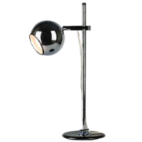 Staff eyeball desk lamp round black metal base chrome rod globe lampshade 1970s design: Arnold Berges Germany