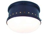 Tramo Kartell flush mount round blue metal base white acrylic lampshade 1960s 1970s Italy Spain