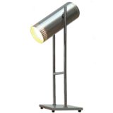 Fog & Mørup Trombone table lamp square metal base chrome rods tubular lampshade 1960s Design: Jo Hammerborg
