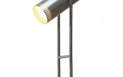 Fog & Mørup Trombone table lamp square metal base chrome rods tubular lampshade 1960s Design: Jo Hammerborg