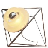 Harvey Guzzini Poliedra table lamp chrome metal wire frame frosted acrylic lampshade 1970 design: Felice Ragazzo