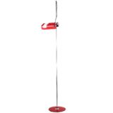 Joe Colombo Spider floor lamp round flat base chrome rod rectangular lampshade 1965 design Oluce Italy