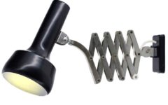 Pfäffle Leuchten scissor wall lamp black aluminium lampshade metal wall mount 1960s 1970s Germany