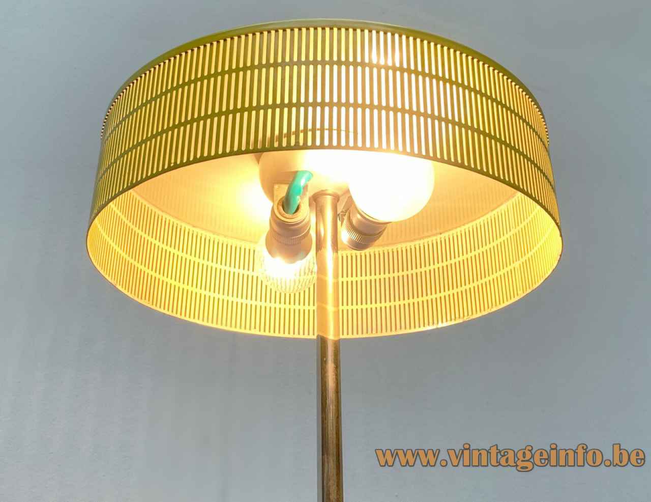 BuR mushroom desk lamp perforated elongated slots lampshade 1960s Bünte & Remmler Germany 2 E14 sockets