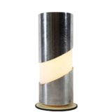 Imago DP tube table lamp round base stainless steel inox lampshade acrylic diffuser 1970s Milano Italy