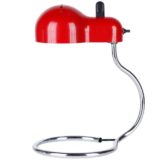 Joe Colombo Minitopo table lamp chrome ring tube base red lampshade 1970 design Stilnovo Tramo Spain