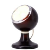 Luci magnetic globe table lamp black round metal base chrome sphere lampshade 1970s Italy Illuminazione