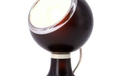Luci magnetic globe table lamp black round metal base chrome sphere lampshade 1970s Italy Illuminazione