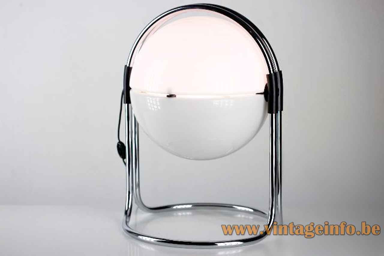 Metalarte coffee bean table lamp chrome rods base adjustable acrylic globe lampshade 1970 design: André Ricard