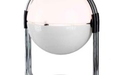 Metalarte coffee bean table lamp chrome rods base adjustable acrylic globe lampshade 1970 design: André Ricard
