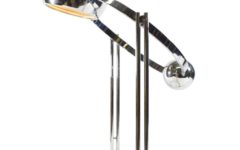 Pierre Soulié table lamp chrome ring base & rods globe counterweight lampshade 1960s 1970s Verre Lumière France